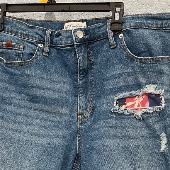 Jessica Simpson Blue Distressed Straight Leg Jeans Size 16 - Picture 2 of 5